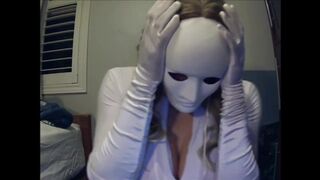 Masked Chick in White Finale! Shy Bitch Struggles to Remove her White Mask! Help!
