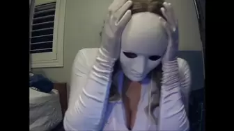 Masked Chick in White Finale! Shy Bitch Struggles to Remove her White Mask! Help!