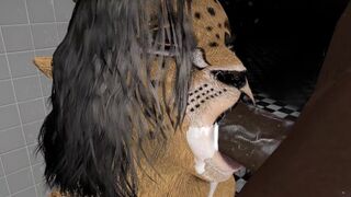 Cheetah Skank Bj in the Shower Spunk on Face Furry Cosplay