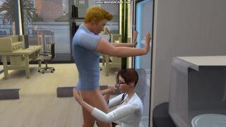 Busty Office Babe Licks off & Rides her Hun Colleague during their Break in the Coffee Room (Sims four)