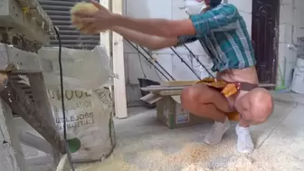 DIY Bed two-6 Sawdust Cleaning + BONUS Balls Blowing with Sperm in Mouth