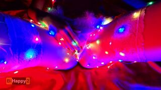 Snow Maiden Brings herself to Cums in Christmas Lights