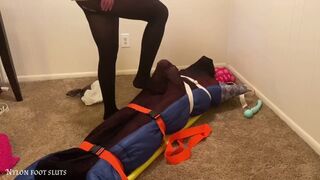 Pantyhose Sissy Prisoner Encasement Nylon Bodystocking Bed Bondage Tease to Spunk