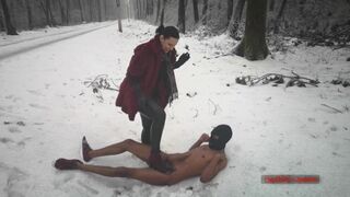 Mistress Luna - Boot Domination in the Freezing Snow (Ballbusting & CBT Trampling)