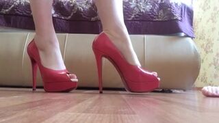 Fine Pink Heels and Short Socks on my Feet Teasing, your Rina